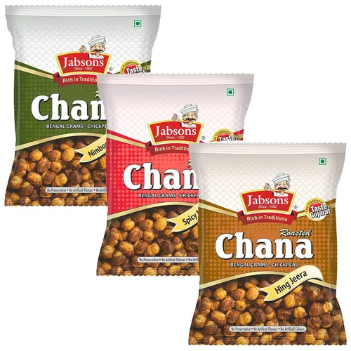 Vista 5 de Jabsons - Garbanzos Chana asados (paquete de 3), 5.29 oz x 3 (Hing Jeera)