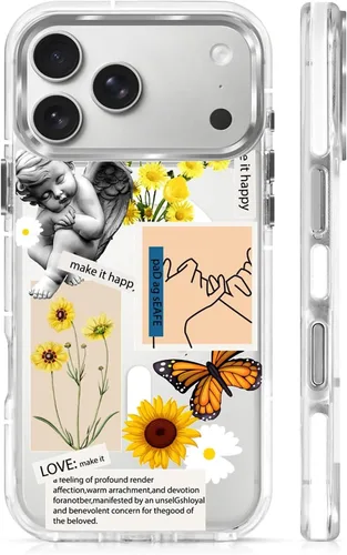 Vista 130 de Funda para iPhone 13 Pro, transparente con bonito patrón de tiburón azul, compatible con Magsafe funda protectora suave para mujeres y niñas (blanco)