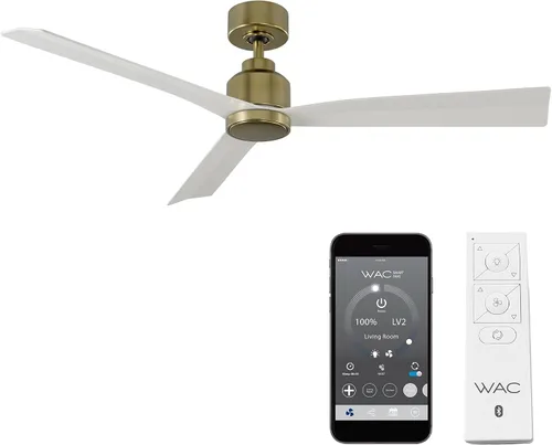 Vista 15 de Ventilador de techo inteligente compatible Clean de 3 aspas para interiores y exteriores, aluminio cepillado de 52 pulgadas con kit de luz LED