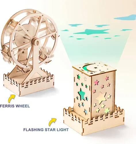 Vista 8 de Kits de construcción STEM 10 en 1 para niños, kit de manualidades de madera para niñas de 8 a 12 años, proyectos de experimentos científicos