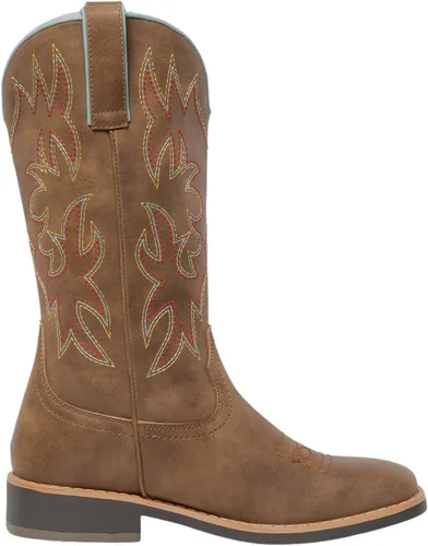 Vista 4 de SheSole Botas de vaquera para mujer de media pantorrilla con punta cuadrada marrón