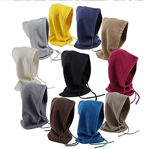 Vista 9 de Facecozy Sombreros de invierno para mujer, mezcla de lana, bufanda con capucha para mujer, pasamontañas, gorro de punto de calavera, gorro