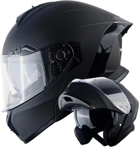 Vista 19 de 1Storm Nuevo Casco Modular de Motocicleta con Visera Dual, Protección Solar Completa y Luz Trasera LED Recargable: LED-X90 Flecha Azul