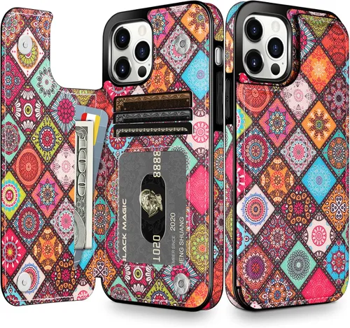 Vista 14 de HianDier Funda tipo cartera compatible con iPhone 13 Pro MAX 5G de 6.7 pulgadas, funda protectora delgada con ranuras para tarjeta de crédito, tapa