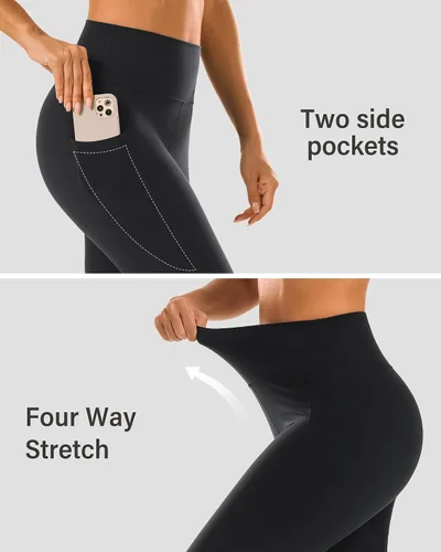 Vista 4 de STELLE - Leggings de yoga de cintura alta con bolsillos, pantalones de yoga muy suaves para entrenamiento, control de abdomen y para correr