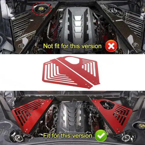 Vista 2 de Cubierta de panel de bahía de motor compatible con Chevrolet Corvette C8 Stingray 2020-2024, compartimento de aluminio para motor izquierdo derecho