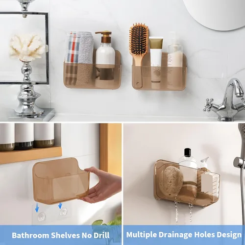 Vista 5 de Diesisa Organizador de Pared de Acrílico de 2 piezas, Organizador Adhesivo para Puerta de Gabinete, Estantes de Baño de Acrílico para Pared, Sin