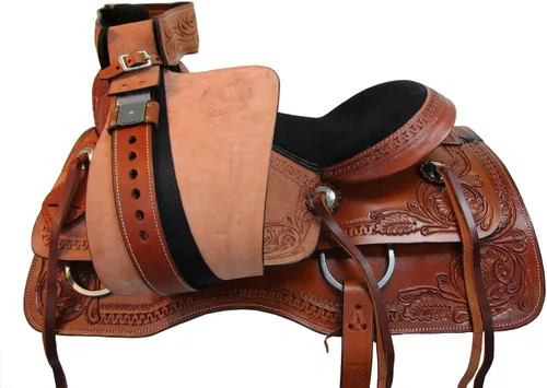 Vista 8 de Sillín Western Trail Caballo Placer Cómodo Paseo Herramientas Rodeo Cowboy Sillines 15 16 17 18 FQHB