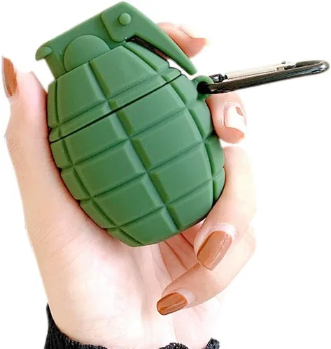 Vista 39 de Linda funda para Airpods, divertida y creativa 3D con forma de frutas y verduras con soporte de hebilla de anillo, funda de silicona suave a prueba