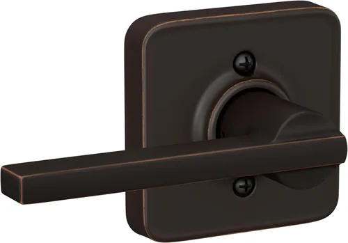 Vista 10 de Schlage F51A LAT 716 Latitude - Manija de puerta con bloqueo de entrada con llave, en acabado de bronce envejecido