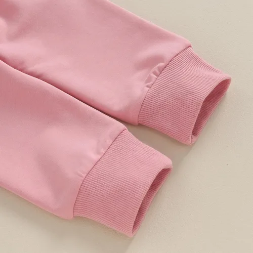 Vista 7 de Ropa para bebé y niña, sudadera de manga larga con estampado de letras y pantalones jogger elásticos recién nacidos, conjunto de otoño e invierno