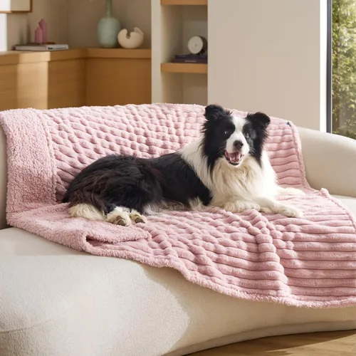 Vista 29 de Bedsure ComfyFleece® - Mantas impermeables para perros pequeños Crema