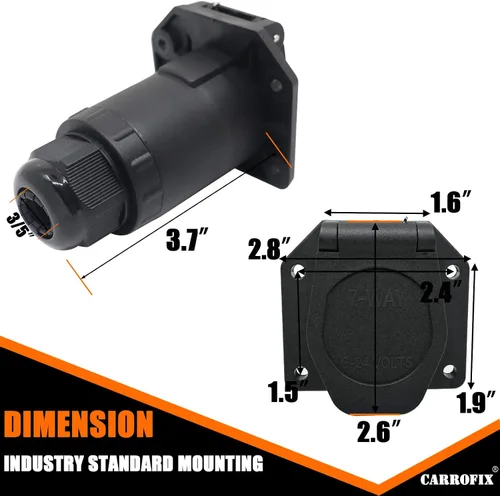Vista 3 de Enchufe de Remolque de Repuesto de 7 Vías RV Blade - Conector Adaptador de Luz de Remolque de 7 Pines para Extremo de Vehículo