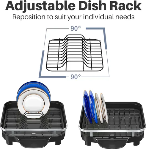 Vista 7 de [Usado] Kmiectse Escurridor de platos – Escurridor extensible para encimera de cocina, escurridor de platos de acero inoxidable con soporte
