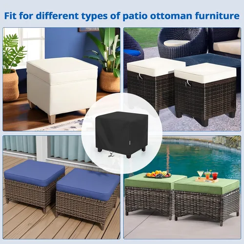 Vista 6 de SunPatio Funda otomana para exteriores, funda cuadrada impermeable para mesa de café, fundas para muebles de patio, protección para todo