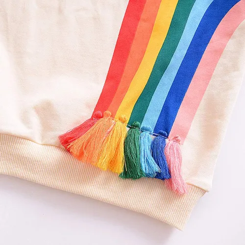Vista 7 de Sudadera de manga larga con borlas de arco iris para niños pequeños