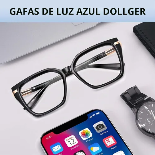 Vista 2 de Dollger Gafas de luz azul para mujer, lentes de bloqueo de luz azul, lentes retro cuadrados TR90