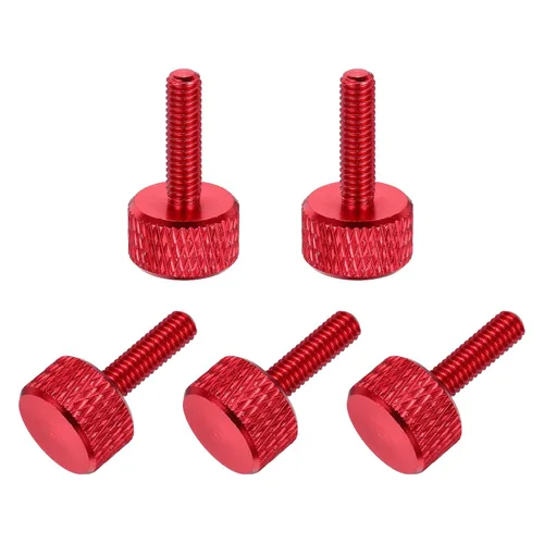 Vista 96 de MECCANIXITY 5 piezas M6x14mm Tornillos de pulgar estriado de cabeza plana, pernos de rosca completa de aleación de aluminio sólido para carcasas