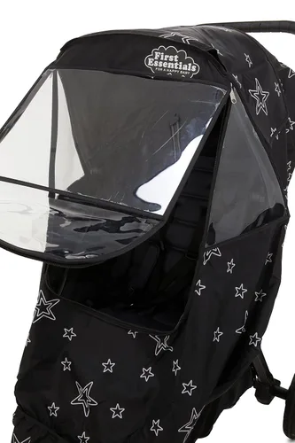 Vista 4 de First Essentials Funda de lluvia universal para cochecito, protector contra el clima de viaje para bebé, resistente al viento, impermeable, protege