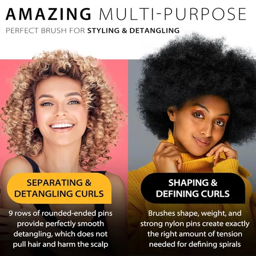 Vista 4 de 2 cepillos de pelo para mujeres y hombres, 7 filas y 5 filas, rizado, húmedo o seco, cepillos clásicos para cabello grueso natural, separación