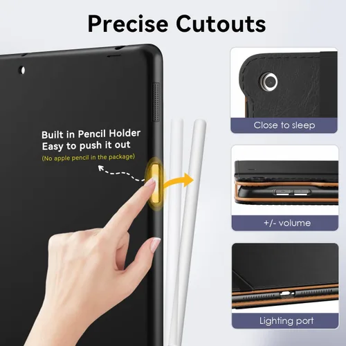 Vista 5 de OKP Funda para iPad de 9ª generación 2021/8ª generación 2020/7ª generación 2019 de 10.2 pulgadas, funda con visión multiángulo, cuero PU con soporte
