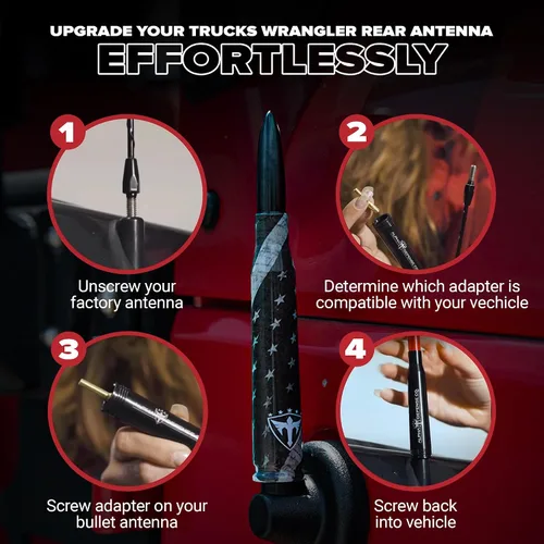 Vista 4 de S A Alpha Defense – Paquete de 1 antena con forma de bala y 2 protectores faciales