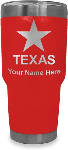 Vista 11 de LaserGram Vaso aislado al vacío de 20 onzas, bandera de Texas, grabado personalizado incluido (negro)