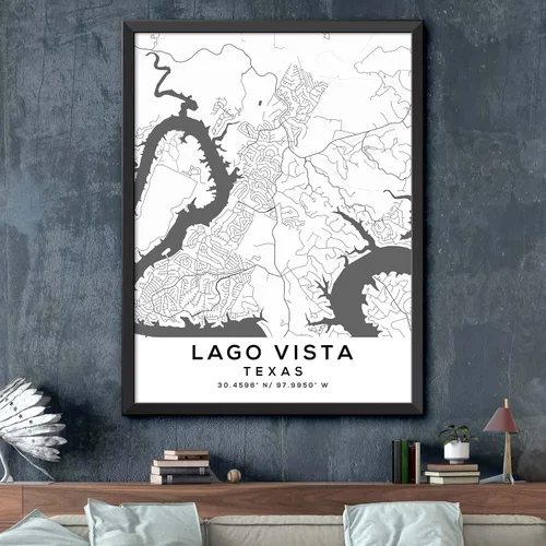Vista 2 de Mapa de Lago Vista, Texas, Light 2 (24x36)