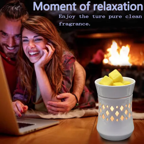 Vista 8 de Calentador de cera aromática para calentador de cera perfumada, quemador eléctrico de fragancia y aceite, calentador de velas de cerámica 2 en 1