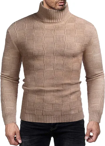 Vista 2 de COOFANDY Suéter de punto de cuello alto para hombre