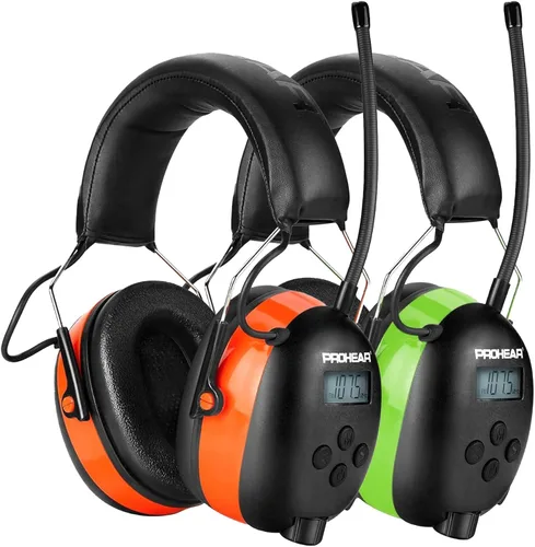 Vista 8 de PROHEAR 033 2.0 Auriculares Bluetooth de Protección Auditiva con Radio AM/FM - Orejeras de Reducción de Ruido 31 SNR, Batería Recargable de 50