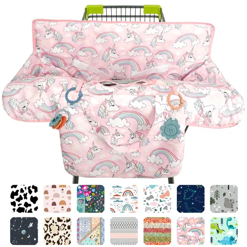 Vista 11 de Funda negra para carrito de compras para bebé, funda para silla alta 2 en 1, con arnés de seguridad, multifuncional, patrón de perro, fundas