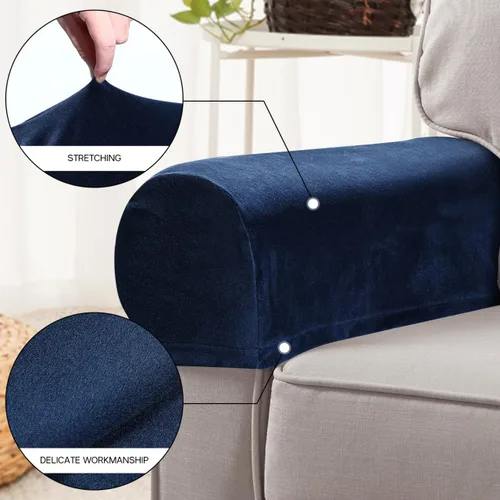 Vista 9 de Juego de 2 fundas para reposabrazos de felpa suave y elástica, protectores de reposabrazos para sillas, sofás, fundas de brazo de sofá, fundas