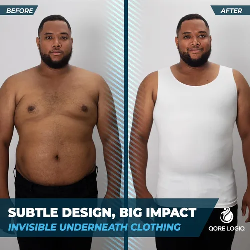 Vista 8 de QORE LOGIQ Camisas de compresión de ginecomastia para hombre camiseta sin mangas adelgazante faja para hombre brasier para hombre
