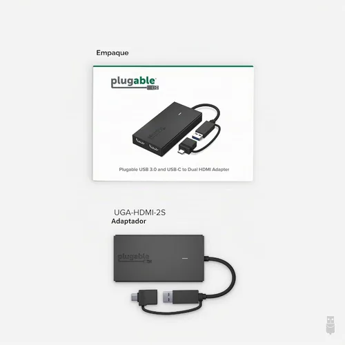 Vista 8 de Adaptador de monitor dual Plugable para sistemas macOS M1/M2/M3/M4, Windows, ChromeOS. Amplia compatibilidad - Adaptador Thunderbolt, USB-C, USB 3.0