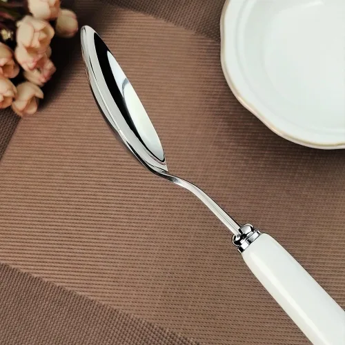 Vista 5 de MEIYAHOME 3 cucharas de cena fina de acero inoxidable 18/10 con borde redondo, cuchara de postre SUS304, 3