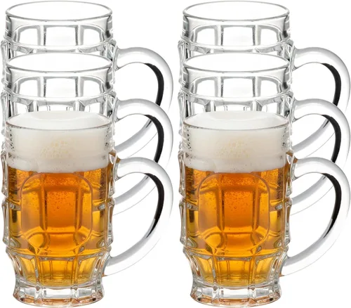 Vista 7 de Juego de 6 tazas de cerveza de vidrio con hoyuelos personalizadas, paquete a granel personalizado, utensilios de bar, ideales para festivales