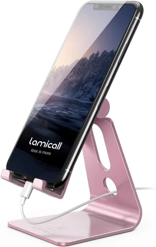 Vista 9 de Lamicall Soporte de teléfono universal ajustable., Negro Adjustable Viewing Angle, Stable Anti-Slip Base, Case Friendly for iPhone 17 16 15 14 Pro