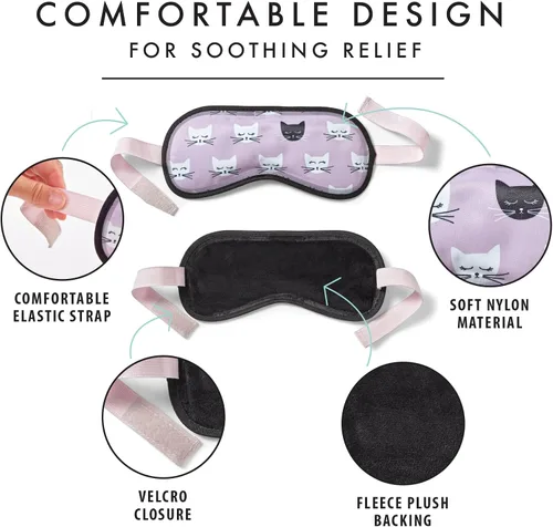 Vista 5 de Fit+Fresh - Mascarilla de gel refrescante para ojos y envoltura para la cabeza fría, paquete de hielo para migraña para alivio