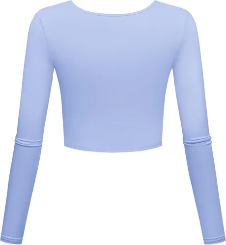 Vista 2 de Kindcall Camisetas cortas básicas ligeras y ajustadas de manga larga para mujer