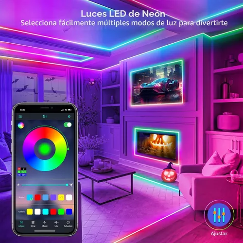Vista 2 de FBZ 200 pies de luces LED en forma de cuerda, luces de neón flexibles con control por aplicación/control remoto, múltiples modos, IP65 impermeables