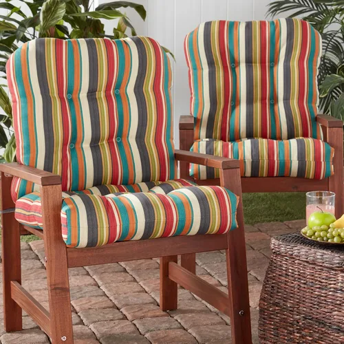 Vista 2 de Greendale Home Fashions Juego de 2 cojines de asiento y respaldo para exteriores, diseño Adobe Stripe 2