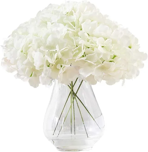 Vista 45 de Flores de hortensias artificiales rosa polvoriento, 10 cabezas de flores de seda de hortensia falsas para centros de mesa de boda, ramos de 10