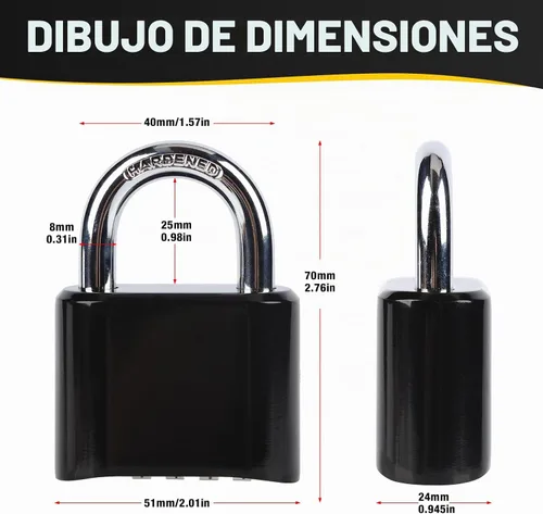 Vista 2 de Candados de combinación para exteriores, 4 dígitos, candado de combinación resistente al agua, candado de alta seguridad con combinación