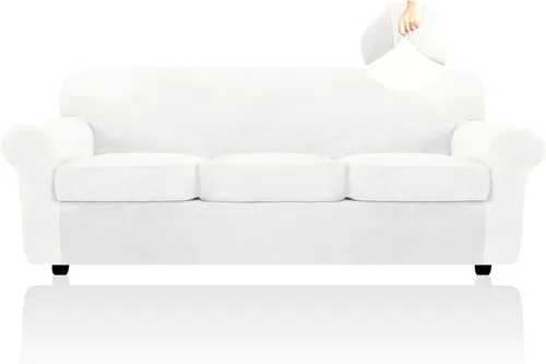 Vista 59 de FestiCorp Funda de sofá de terciopelo, fundas de sofá para sofás de 3 cojines, funda elástica de 4 piezas para sofá, fundas gruesas de muebles