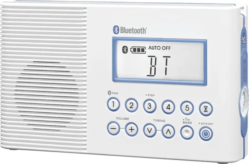 Vista 10 de Sangean H201 Radio de ducha AM/FM impermeable, radio de alerta meteorológica, color blanco
