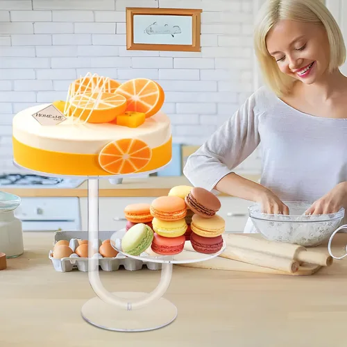 Vista 6 de Boxalls Soporte para pasteles de 2 niveles, elegante torre de acrílico transparente para cupcakes para bodas, cumpleaños, aniversarios, baby