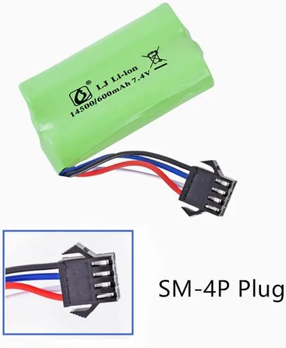 Vista 2 de CBB Batería recargable de iones de litio de 7.4 V 600 mAh con enchufe SM-4P y cable de cargador para pistolas de aire comprimido