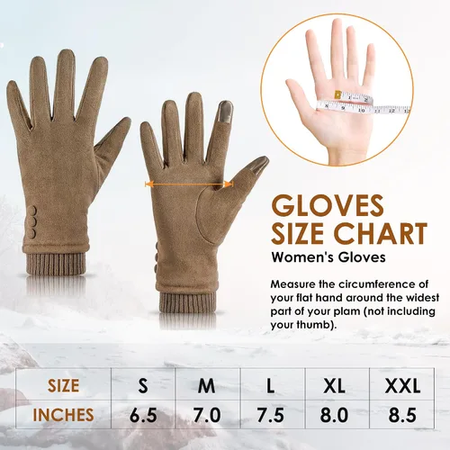Vista 6 de Dsane Guantes de invierno para mujer, resistentes al viento, con forro polar, gruesos y cálidos