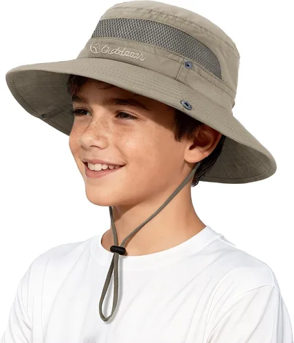 Vista 21 de Sombrero de sol para niños con protección solar UPF 50+, sombrero de pescador para niños y niñas, ala ancha, verano, playa, pesca, safari, sombrero